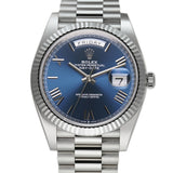 40mm 18k White Gold President Blue Dial