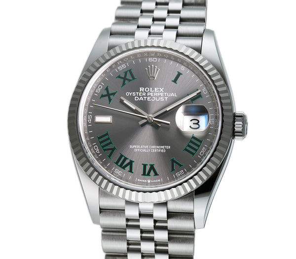 Rolex Datejust 36 Wimbledon Dial Fluted Bezel Jubilee 126234