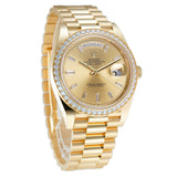 40mm 18k Yellow Gold President Diamond Bezel Champagne Baguette Diamond Dial