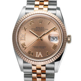 36mm Steel & Everose Pink Rosé Roman Diamond VI & IX Dial Jubilee Bracelet