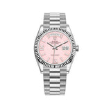 36mm 18k White Gold President Pink Opal Diamond Dial