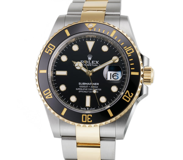 Rolex submariner steel hotsell and gold black dial