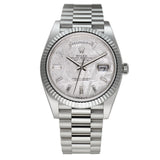 40mm 18k White Gold President Meteorite Baguette Diamond Dial