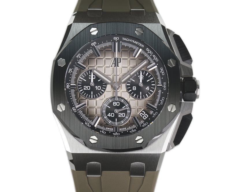 43mm Chronograph Steel Ceramic Smoked Light Brown Dial Taupe Strap