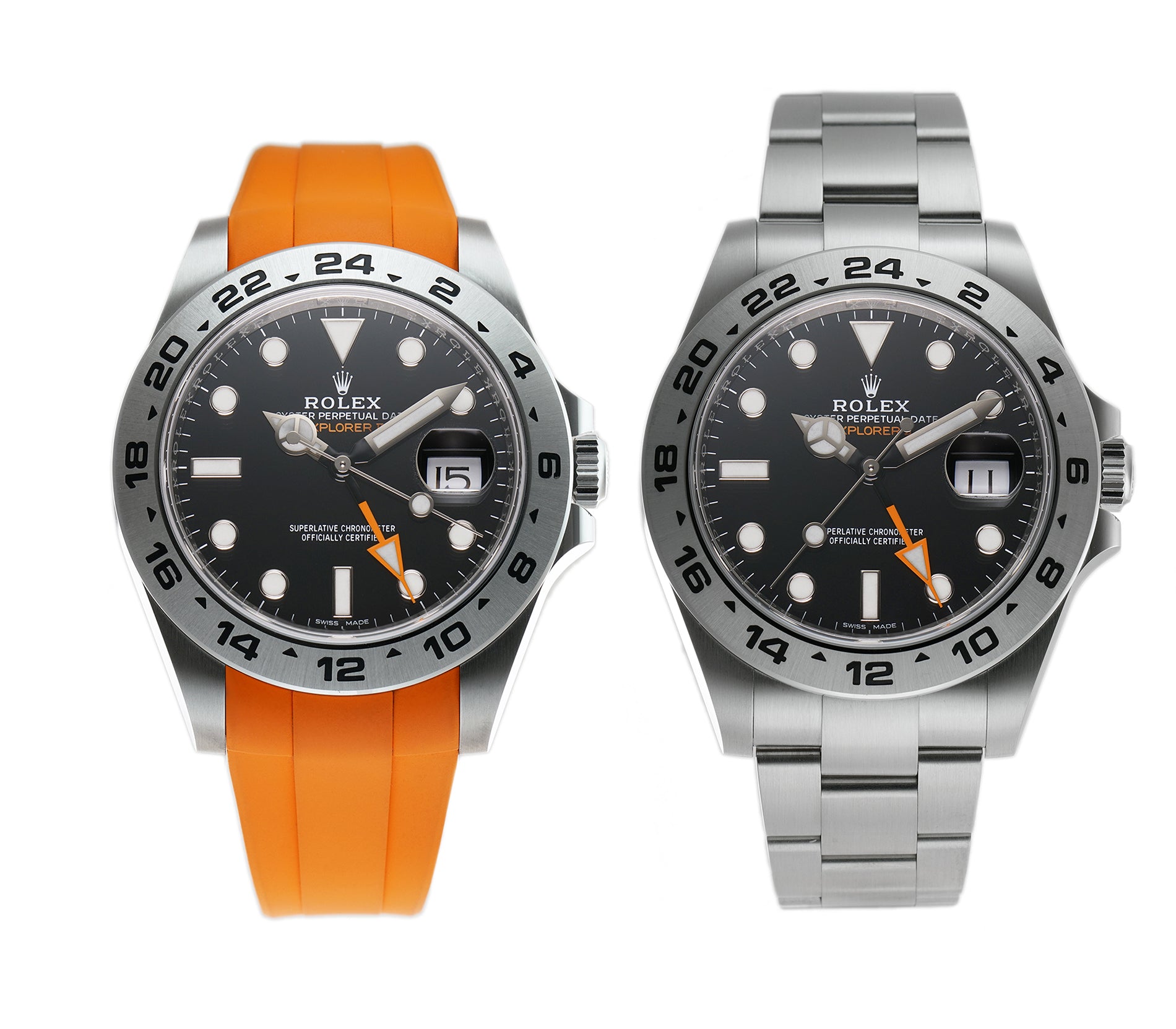 Orange Rubber Strap 216570 Rubber B Rolex Explorer II 42mm Black