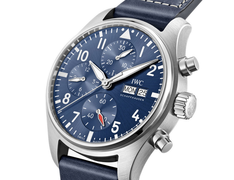 41mm Chronograph Stainless Steel Bezel Blue Dial On Strap