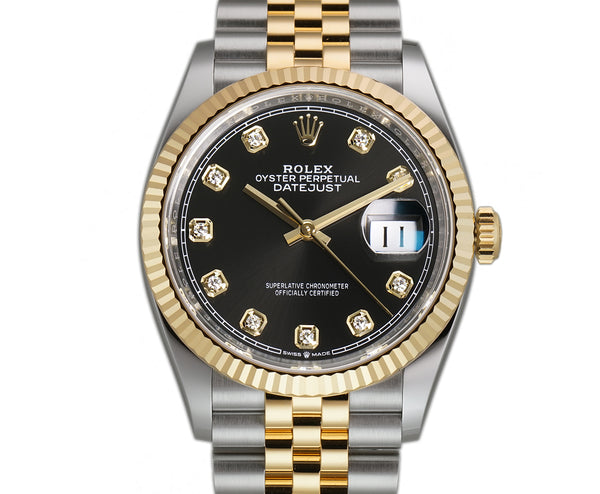 Rolex Datejust 126233 36mm Black Diamond Dial Jubilee Watch - Big