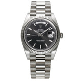 40mm 18k White Gold President Black Index Dial