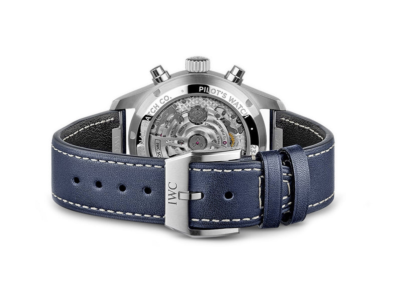 41mm Chronograph Stainless Steel Bezel Blue Dial On Strap