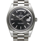 40mm 18k White Gold President Black Index Dial