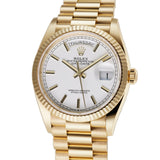 36mm 18k Yellow Gold President White Index Dial