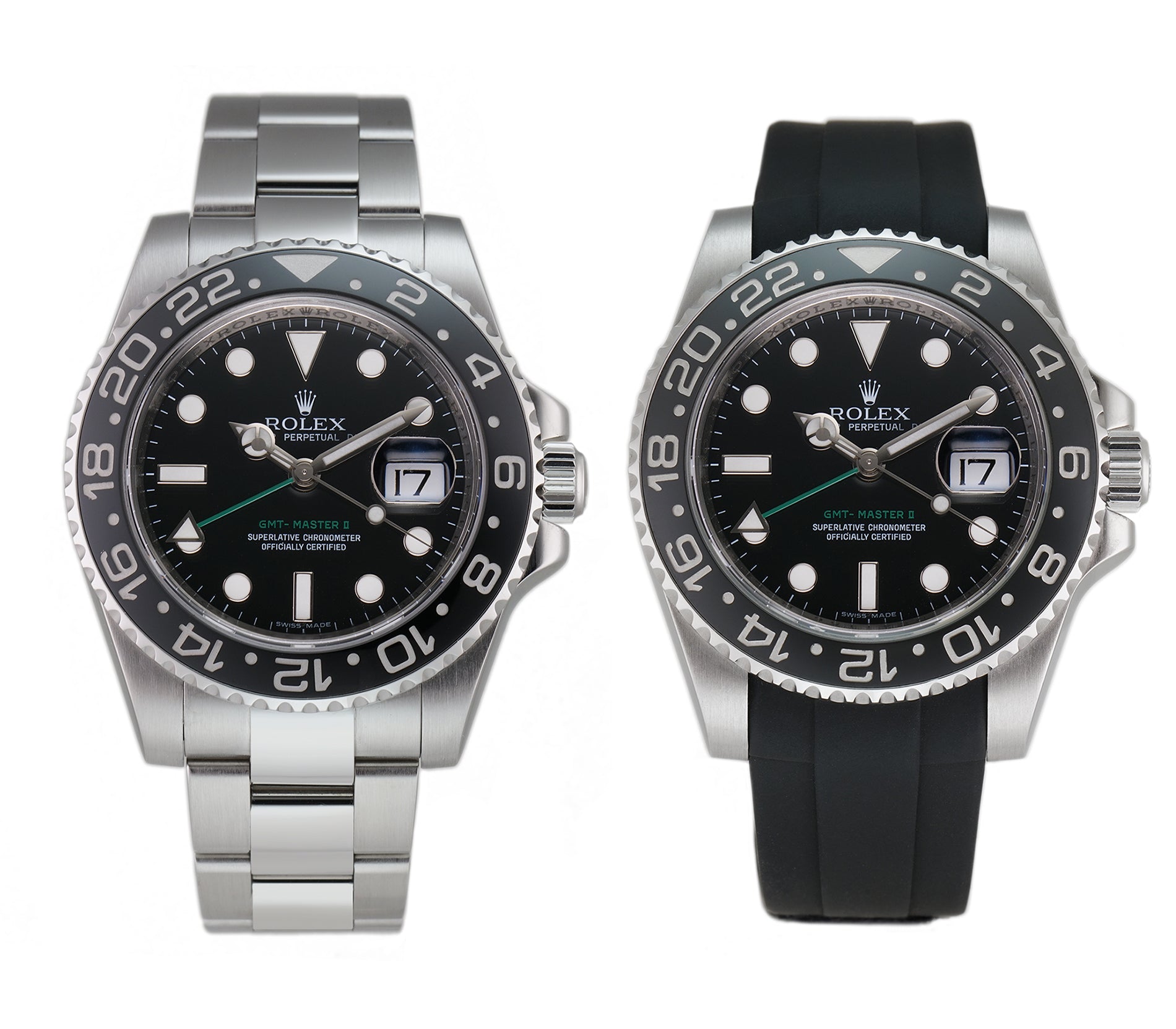 Rolex GMT-Master II SS Ceramic Black Dial Black Velcro Rubber B