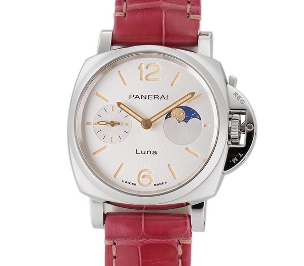 Panerai 38mm Luminor Due Luna White Sun Brushed Dial PAM01180