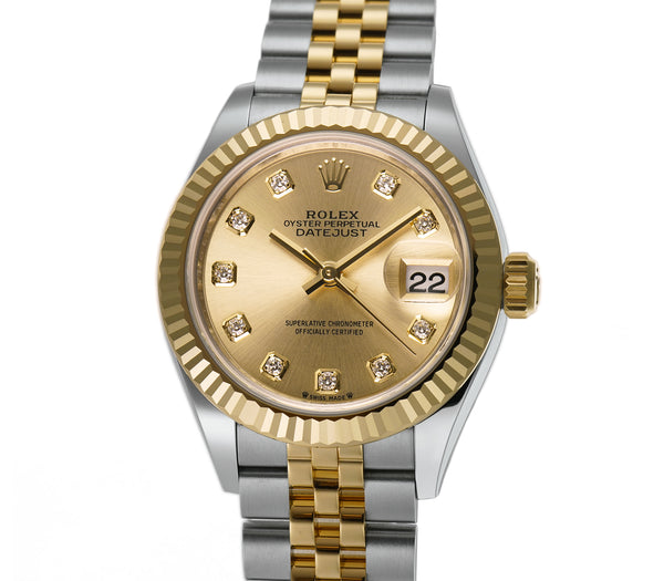 ROLEX 279173 Datejust 28 Silver Diamond Dial Gold Ladies