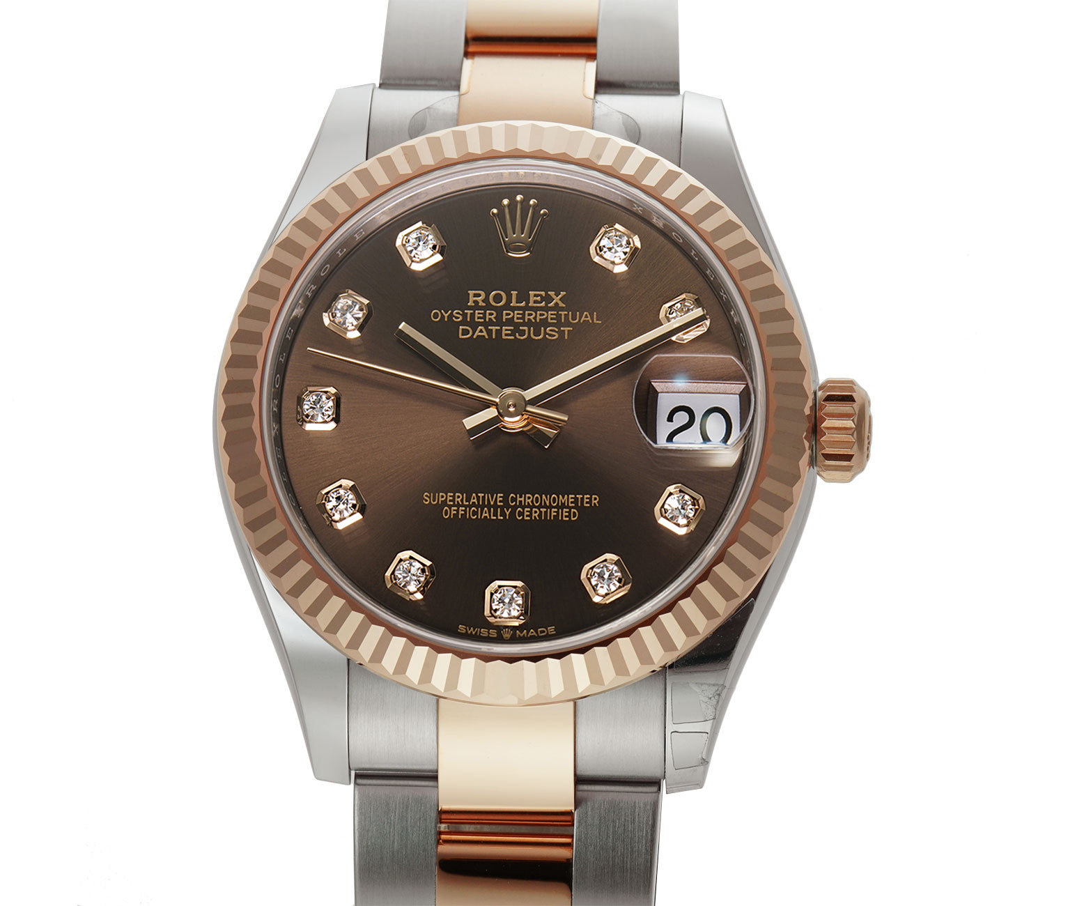 Rolex Datejust 31 Steel And Everose Gold Chocolate Diamond Dial
