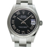 31mm Steel and 18k Fluted Bezel Black Roman Dial Oyster Bracelet