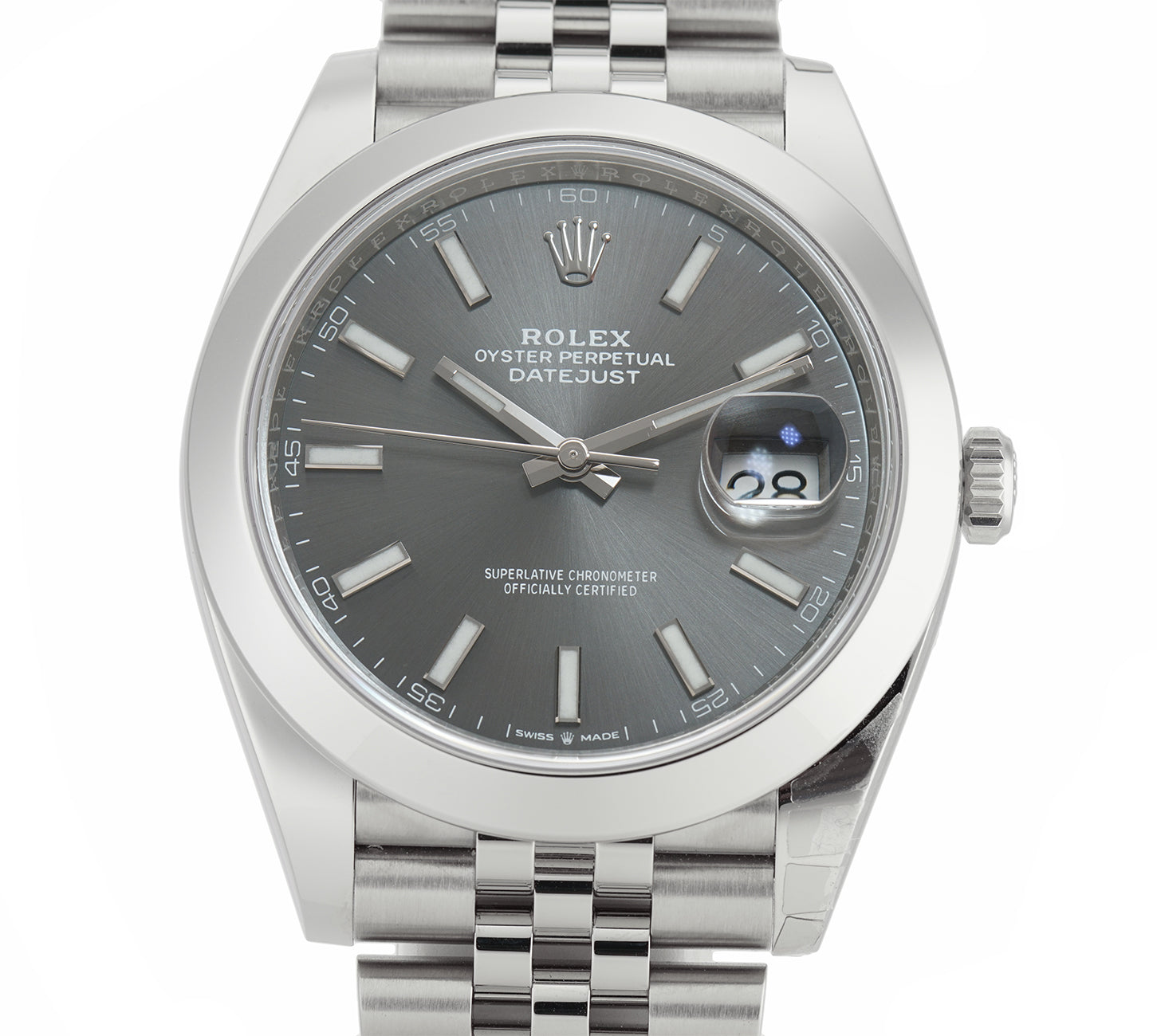 Rolex Datejust 41 Steel Rhodium Index Dial Jubilee Bracelet 126300