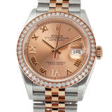 36mm Steel & Everose Gold Diamond Bezel Rose Diamond VI & IX Dial Jubilee