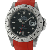 Stainless Steel 40mm Black Dial On RubberB Strap Bracelet Included