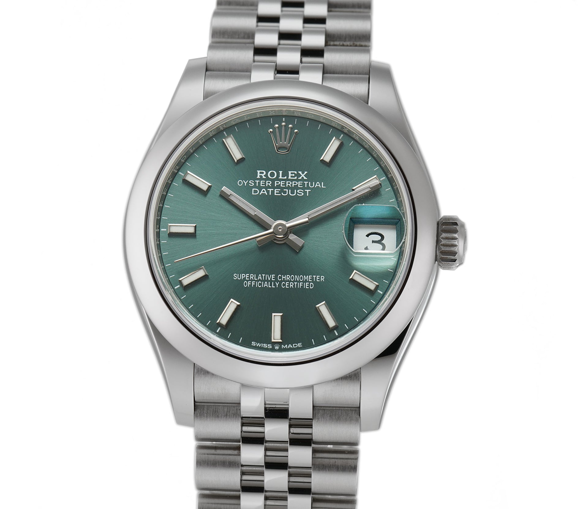 Rolex Datejust 31mm Steel Mint Green Index Dial Jubilee Bracelet