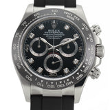 18k White Gold Ceramic Bezel Black Diamond Dial Oysterflex