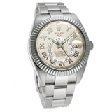 18k White Gold On Bracelet Ivory Roman Dial