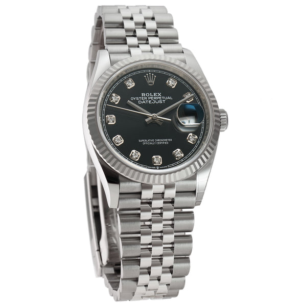 Rolex datejust silver outlet black face