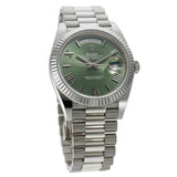 40mm 18k White Gold President Olive Green Dial