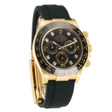 40mm 18k Yellow Gold Ceramic Bezel Black Diamond Dial Oysterflex