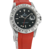 Stainless Steel 40mm Black Dial On RubberB Strap Bracelet Included