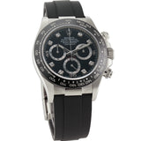 18k White Gold Ceramic Bezel Black Diamond Dial Oysterflex