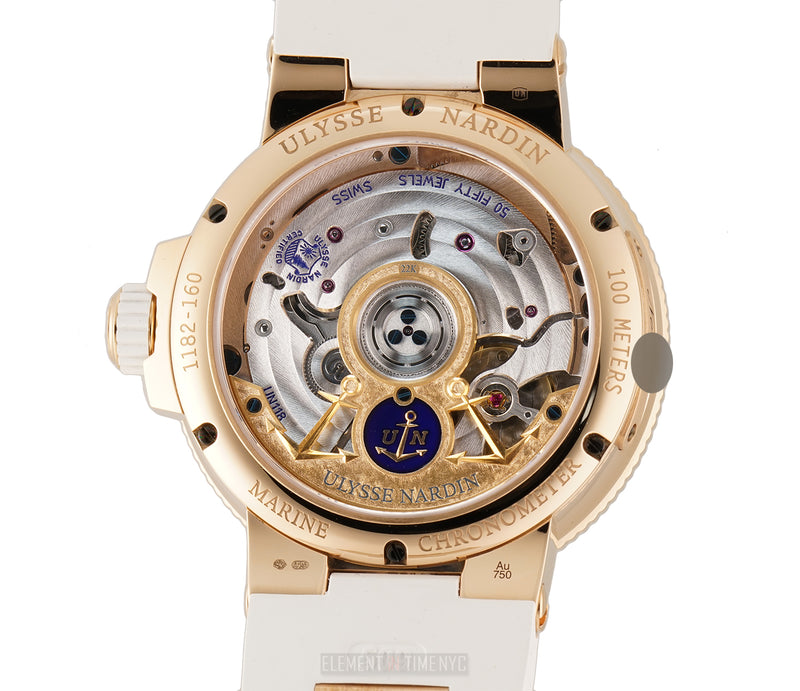 Chronometer Lady 39mm 18k Rose Gold With Diamonds On White Rubber Strap
