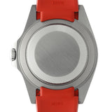 Stainless Steel 40mm Black Dial On RubberB Strap Bracelet Included