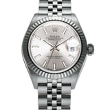 Steel 28mm Silver Index Dial 18k Fluted Bezel Jubilee Bracelet