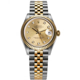 31mm Steel And 18k Yellow Gold Champagne Diamond Dial Jubilee Bracelet