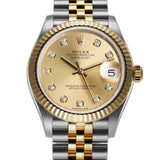 31mm Steel And 18k Yellow Gold Champagne Diamond Dial Jubilee Bracelet