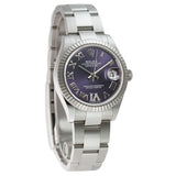 31mm Steel Purple Aubergine Roman Diamond VI Dial 18k Fluted Bezel Oyster Bracelet