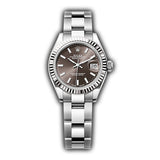 28mm Stainless Steel Dark Grey Index Dial 18k Fluted Bezel Oyster Bracelet