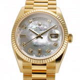 36mm 18k Yellow Gold President MOP Diamond Dial