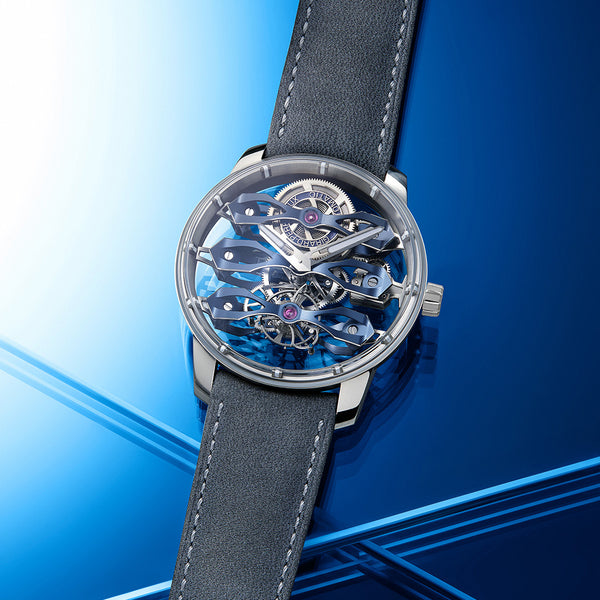 Girard perregaux tourbillon with three flying bridges bucherer blue