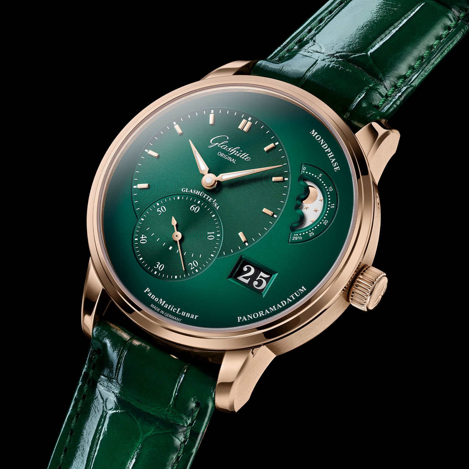 Glashütte Original Panomaticlunar Forest Green iN Red Gold