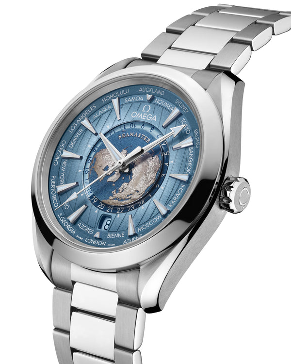 Omega Seamaster Aqua Terra Master Chronometer GMT Worldtimer iN Blue