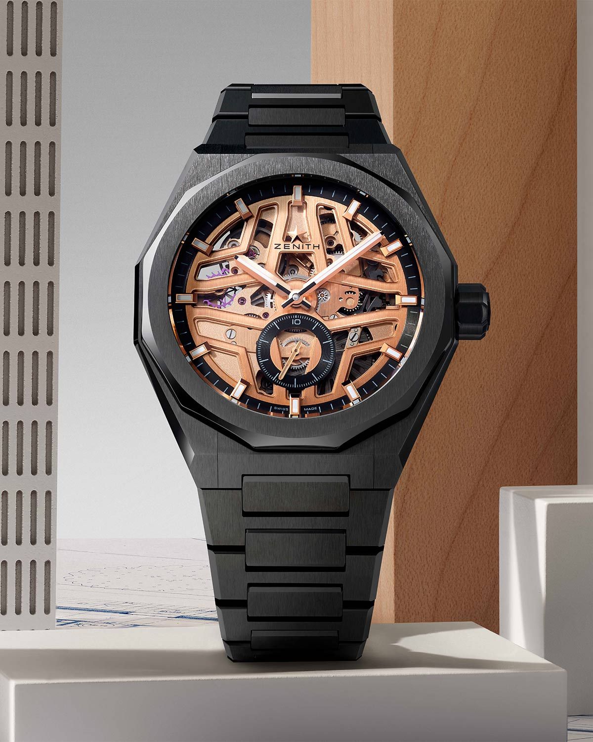 Zenith Defy Skyline Skeleton Black Ceramic & Gold