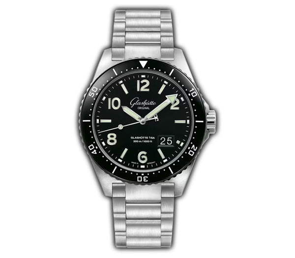 43MM Panorama Date Stainless Steel Black Dial on Stainless Steel Bracelet