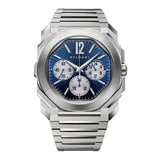 43mm Finissimo Blue Dial Chrono GMT Steel