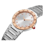 33mm Steel and 18k Rose Gold Bezel Silver Diamond Dial