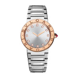 33mm Steel and 18k Rose Gold Bezel Silver Diamond Dial