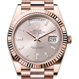 40mm 18k Everose Gold President Sundust Baguette Diamond Dial