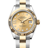28mm Steel & Yellow Gold Champagne Diamond IX & Dial Oyster Bracelet