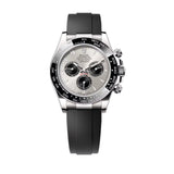 40mm 18k White Gold Ceramic Bezel Steel and Black Dial Oysterflex